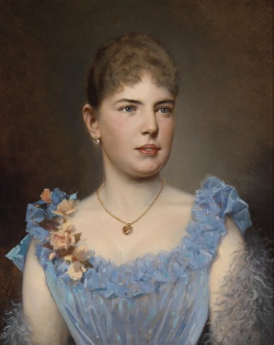 Portrait of a Lady in a Blue Dress by Anton Ebert
